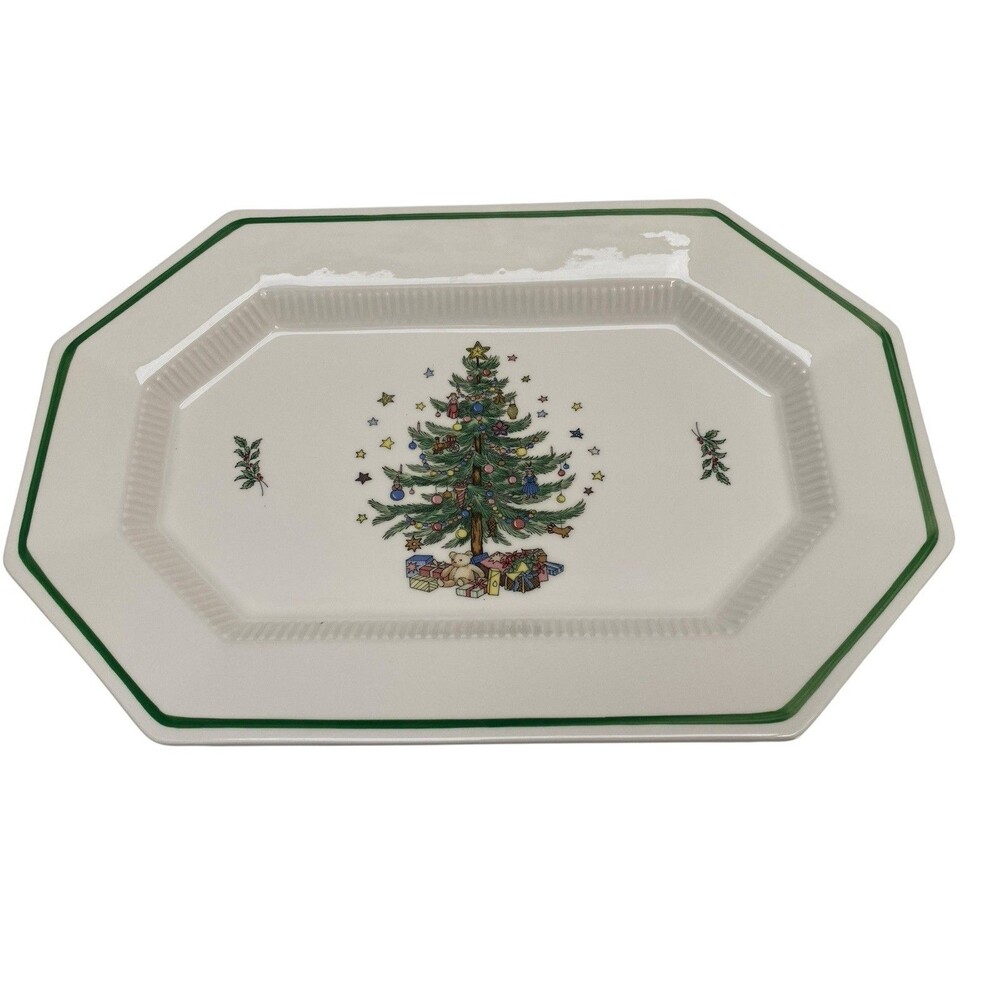 Nikko Classic Collection Christmastime Octagon Serving Platter 16 x 10.5"